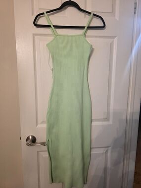 Finders Keepers Mint Green Ribbed Maxi Dress